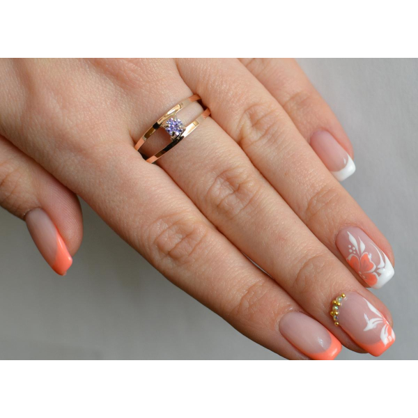 Кольцо серебряное с золотыми накладками (004к)