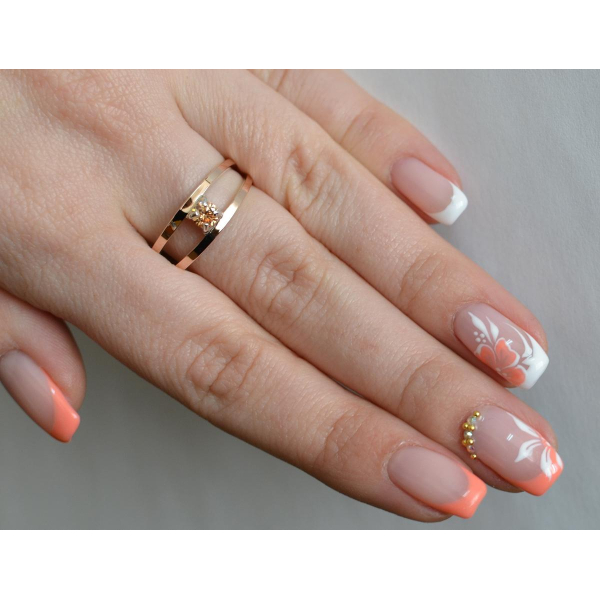 Кольцо серебряное с золотыми накладками (004к)