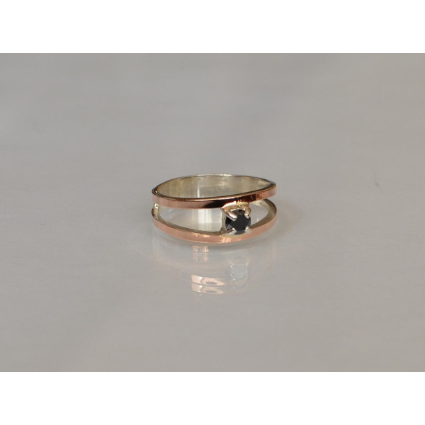 Кольцо серебряное с золотыми накладками (004к)