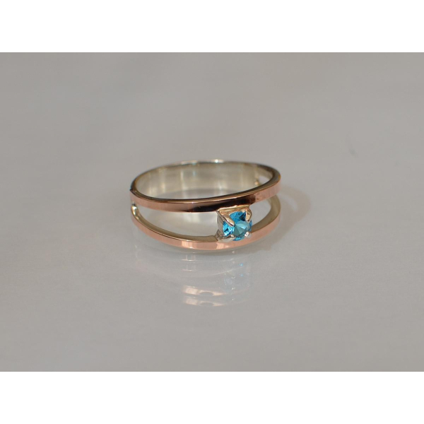 Кольцо серебряное с золотыми накладками (004к)