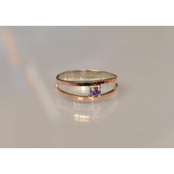 Кольцо серебряное с золотыми накладками (004к)