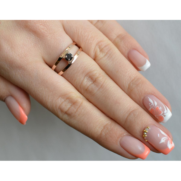 Кольцо серебряное с золотыми накладками (004к)