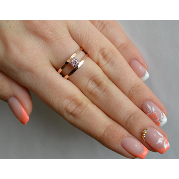 Кольцо серебряное с золотыми накладками (004к)