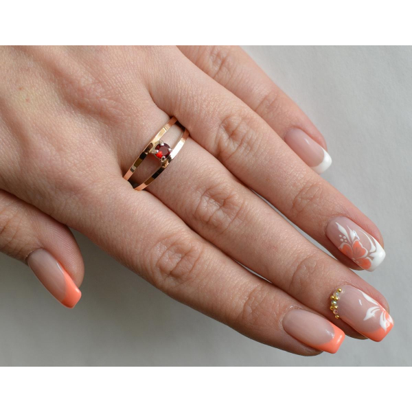 Кольцо серебряное с золотыми накладками (004к)