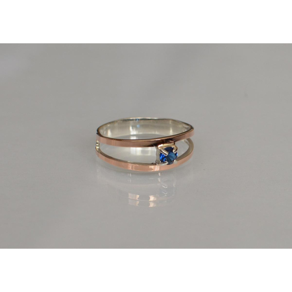 Кольцо серебряное с золотыми накладками (004к)