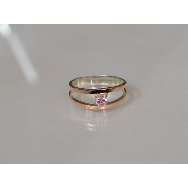 Кольцо серебряное с золотыми накладками (004к)