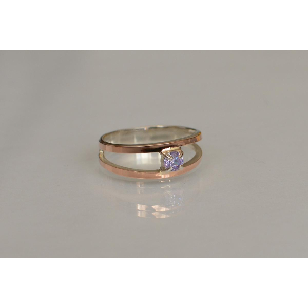 Кольцо серебряное с золотыми накладками (004к)