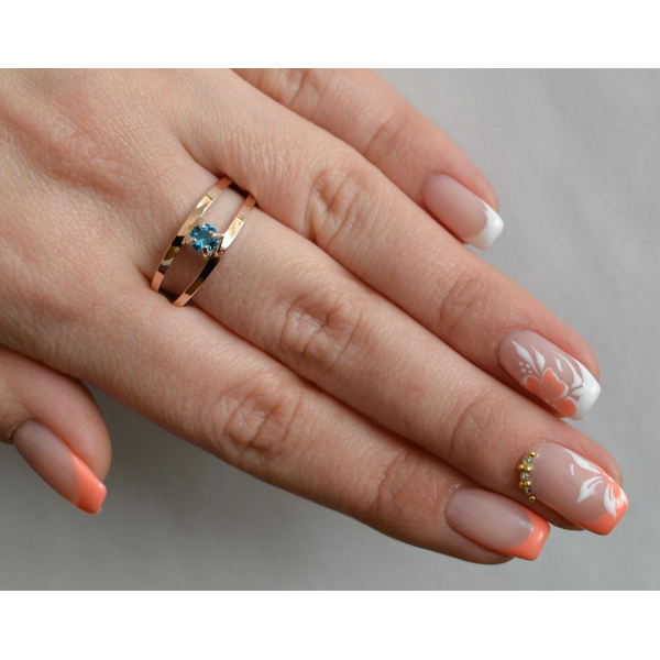 Кольцо серебряное с золотыми накладками (004к)