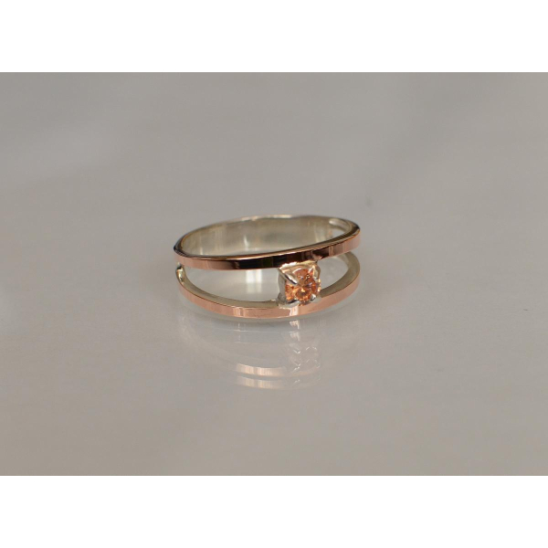 Кольцо серебряное с золотыми накладками (004к)