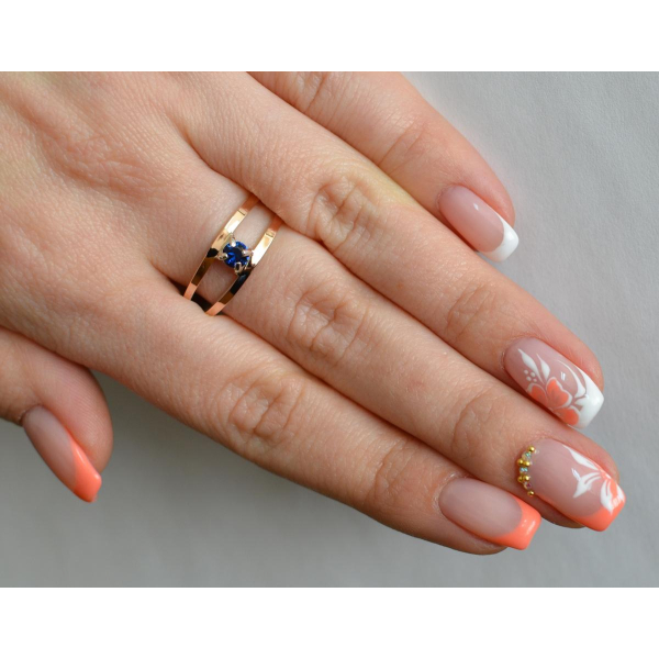 Кольцо серебряное с золотыми накладками (004к)