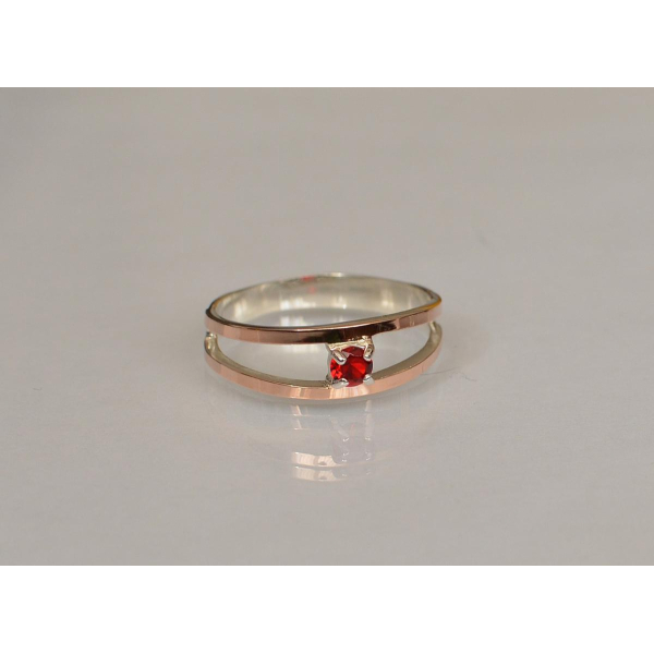 Кольцо серебряное с золотыми накладками (004к)