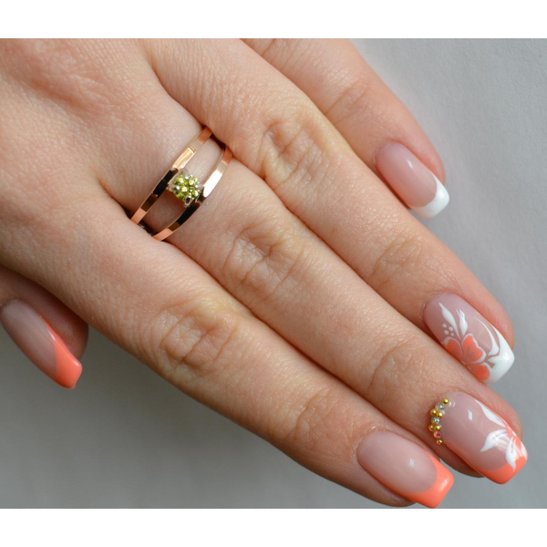 Кольцо серебряное с золотыми накладками (004к)