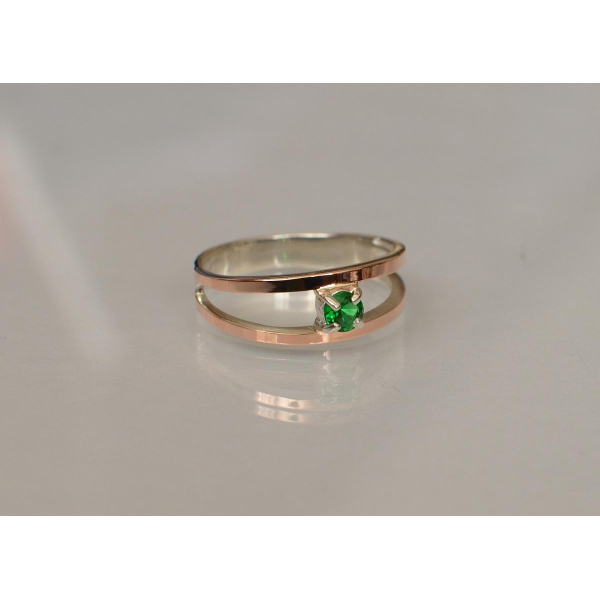 Кольцо серебряное с золотыми накладками (004к)