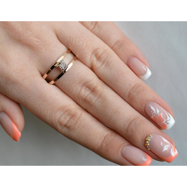 Кольцо серебряное с золотыми накладками (004к)