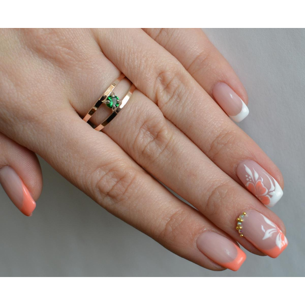 Кольцо серебряное с золотыми накладками (004к)