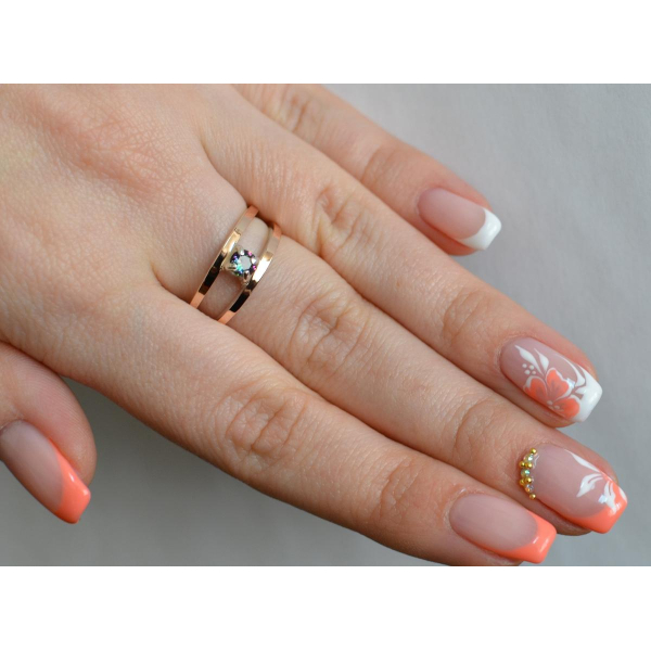 Кольцо серебряное с золотыми накладками (004к)