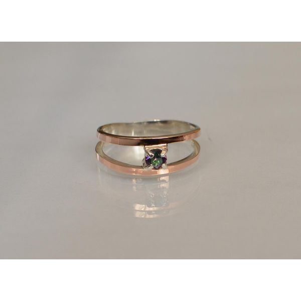 Кольцо серебряное с золотыми накладками (004к)