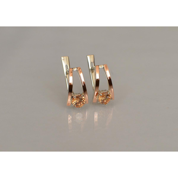 Серебряные серьги с золотыми напайками (004с)