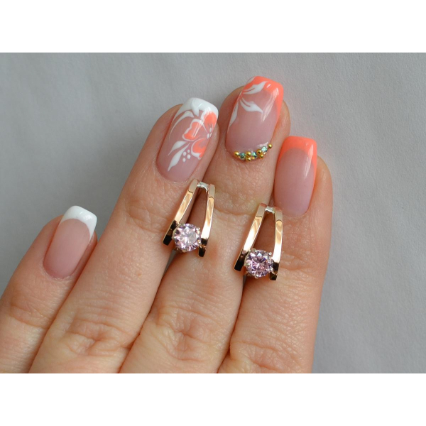 Серебряные серьги с золотыми напайками (004с)