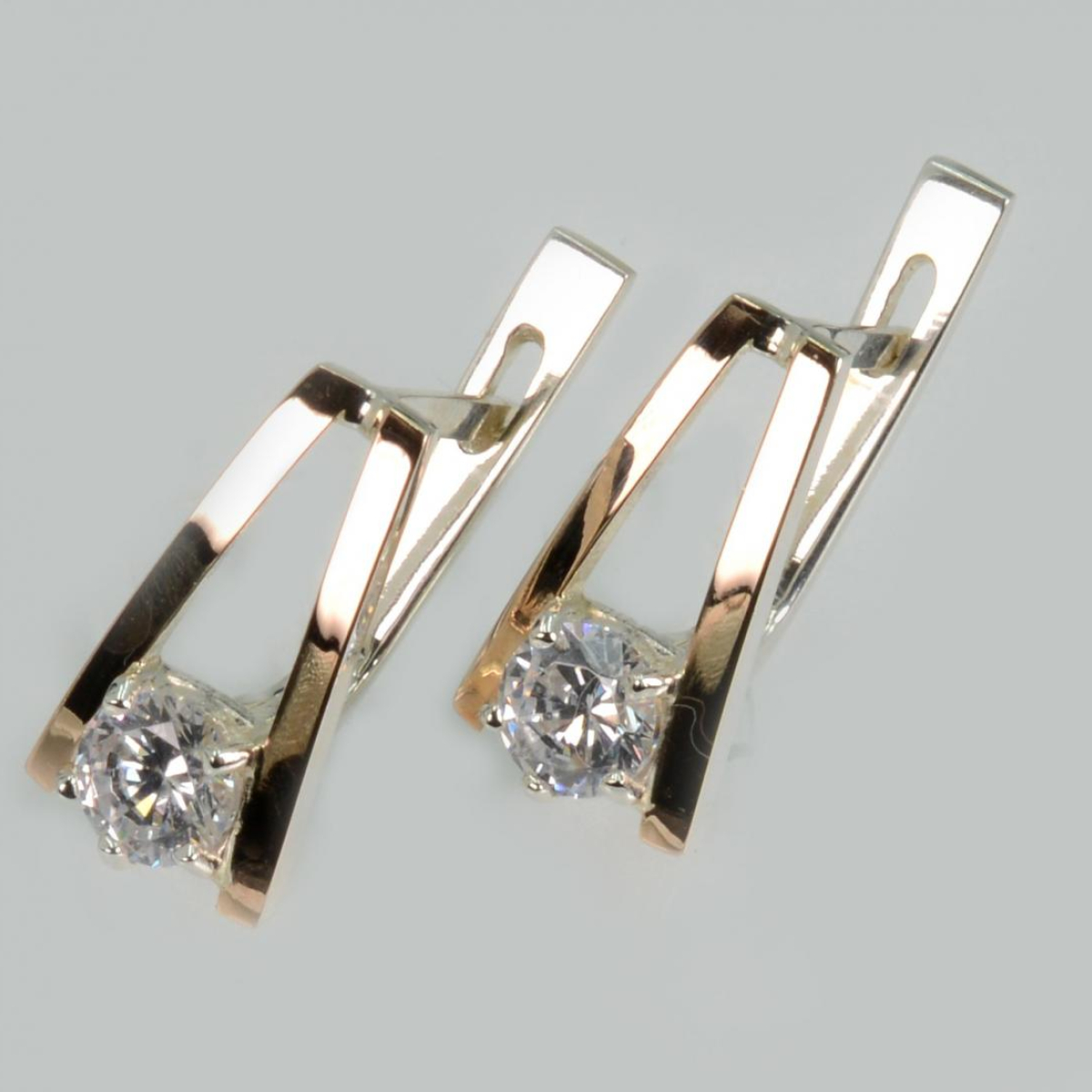 Серебряные серьги с золотыми напайками (004с)