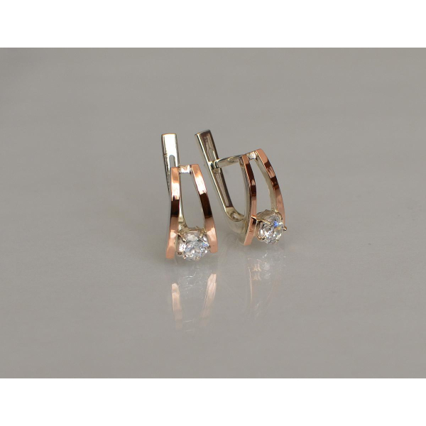 Серебряные серьги с золотыми напайками (004с)