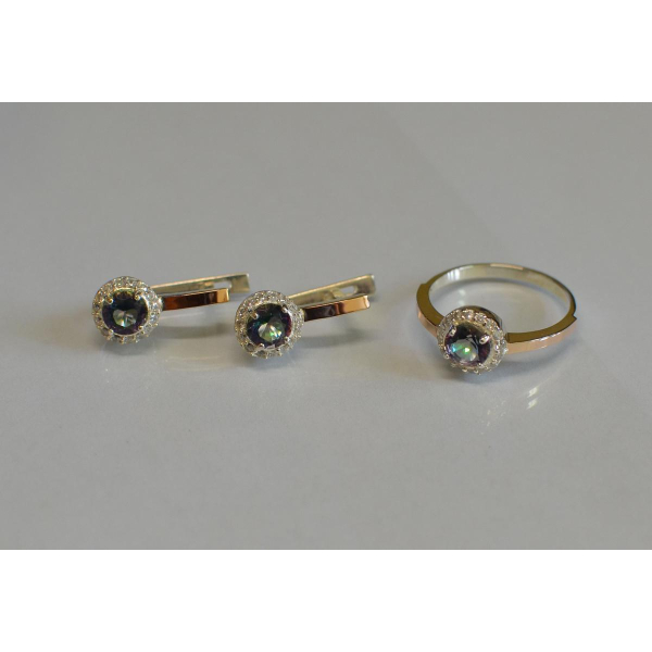 Срібний набір з золотими напайками (005)