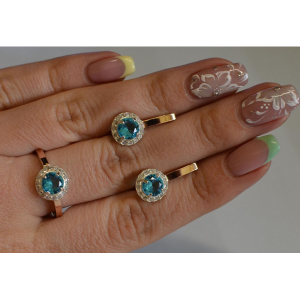 Срібний набір з золотими напайками (005)