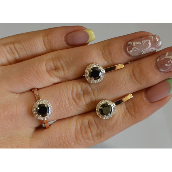 Срібний набір з золотими напайками (005)