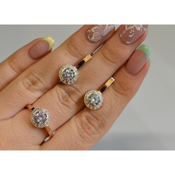 Срібний набір з золотими напайками (005)