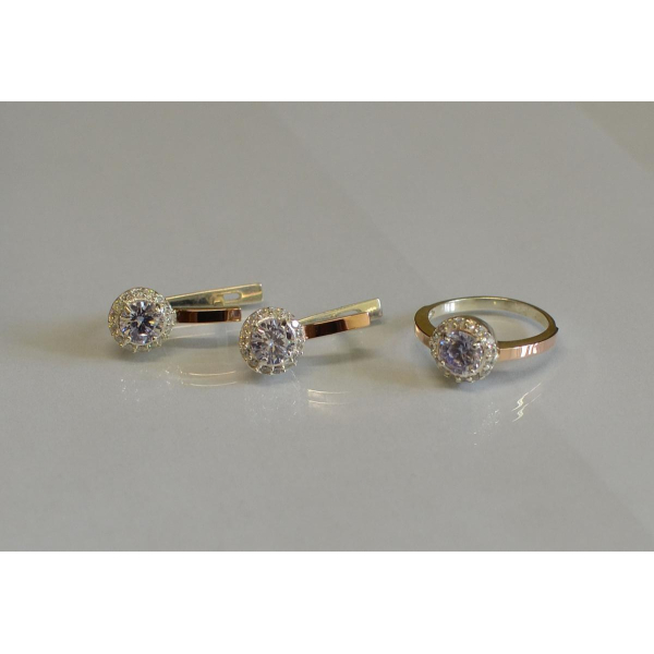 Срібний набір з золотими напайками (005)