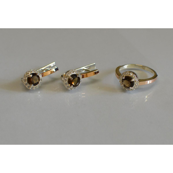 Срібний набір з золотими напайками (005)