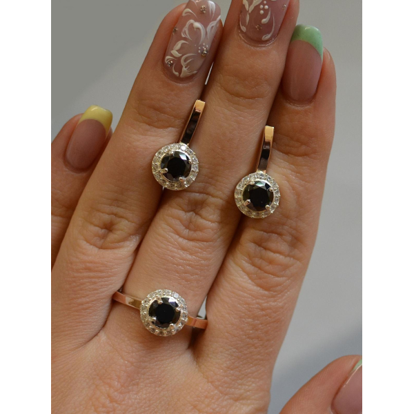 Срібний набір з золотими напайками (005)