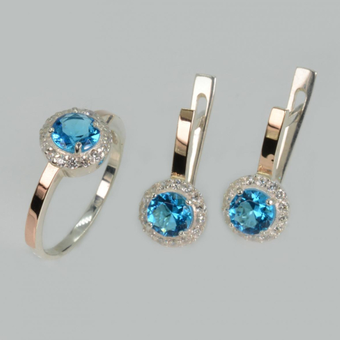 Серебряный набор с золотыми напайками