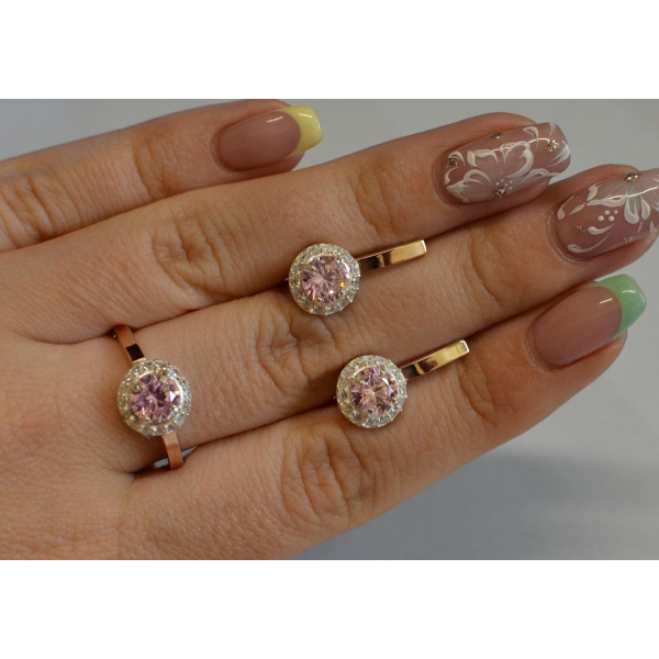 Срібний набір з золотими напайками (005)