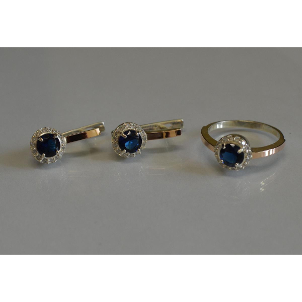 Срібний набір з золотими напайками (005)