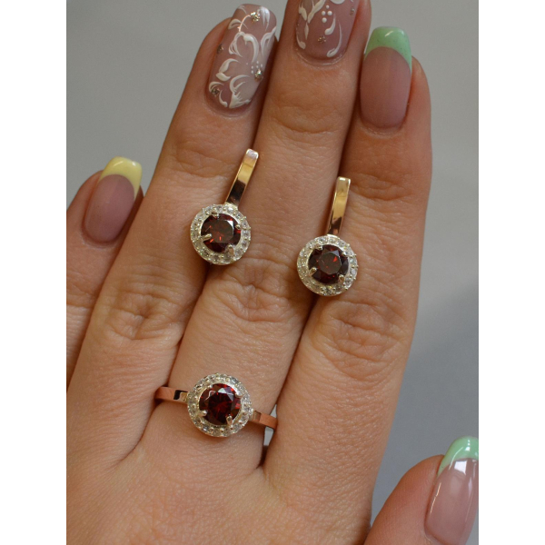 Срібний набір з золотими напайками (005)