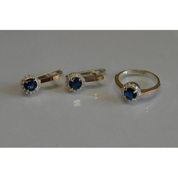 Срібний набір з золотими напайками (005)