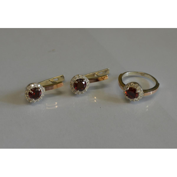 Срібний набір з золотими напайками (005)