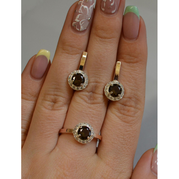 Срібний набір з золотими напайками (005)