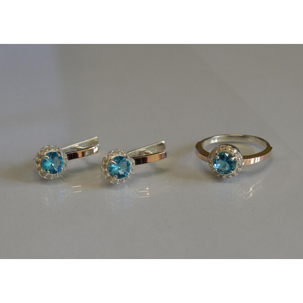 Срібний набір з золотими напайками (005)