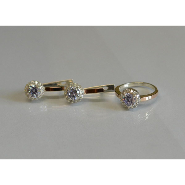 Срібний набір з золотими напайками (005)