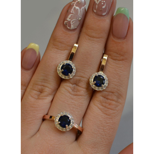 Срібний набір з золотими напайками (005)