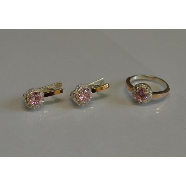 Срібний набір з золотими напайками (005)