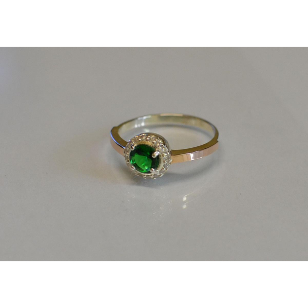 Серебряное кольцо с напайками из золота (005к)