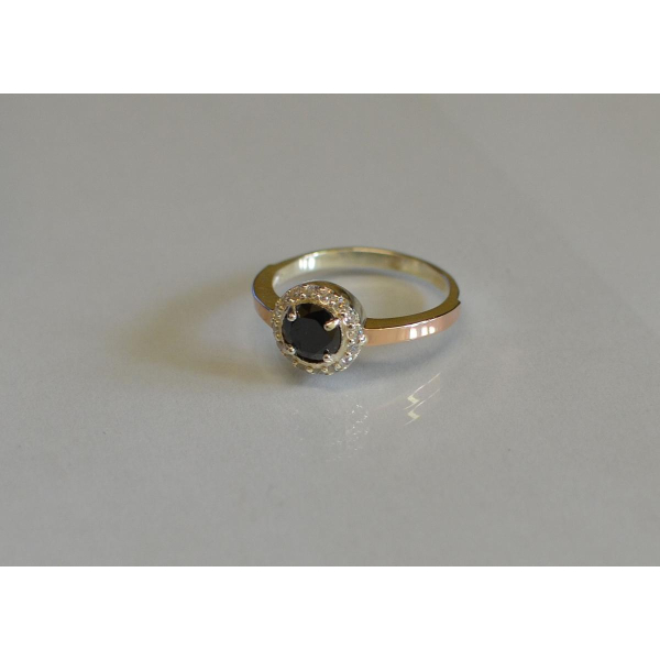 Серебряное кольцо с напайками из золота (005к)