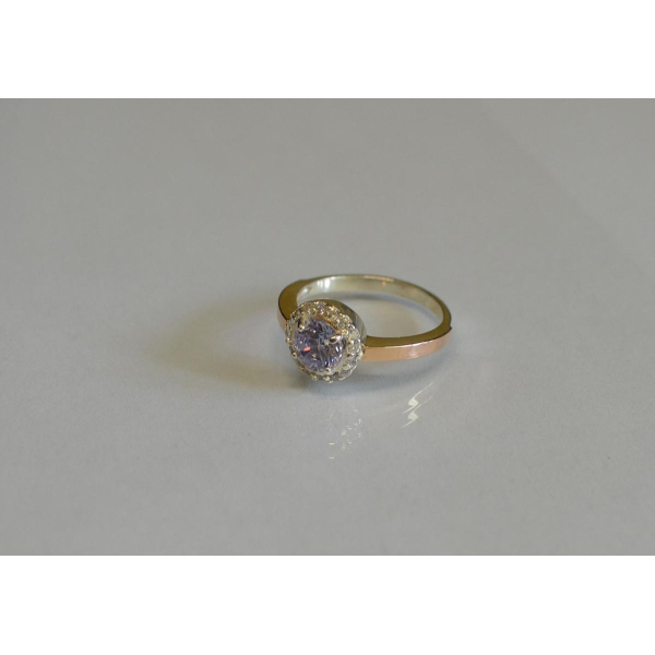 Серебряное кольцо с напайками из золота (005к)