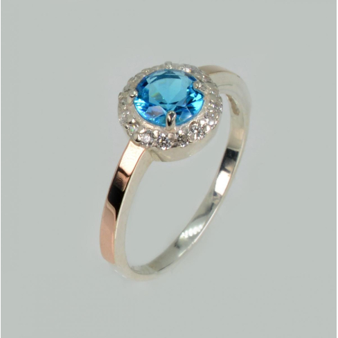 Срібна каблучка с напайками из золота