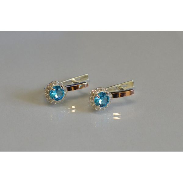 Серьги серебряные с золотыми пластинами (005с)