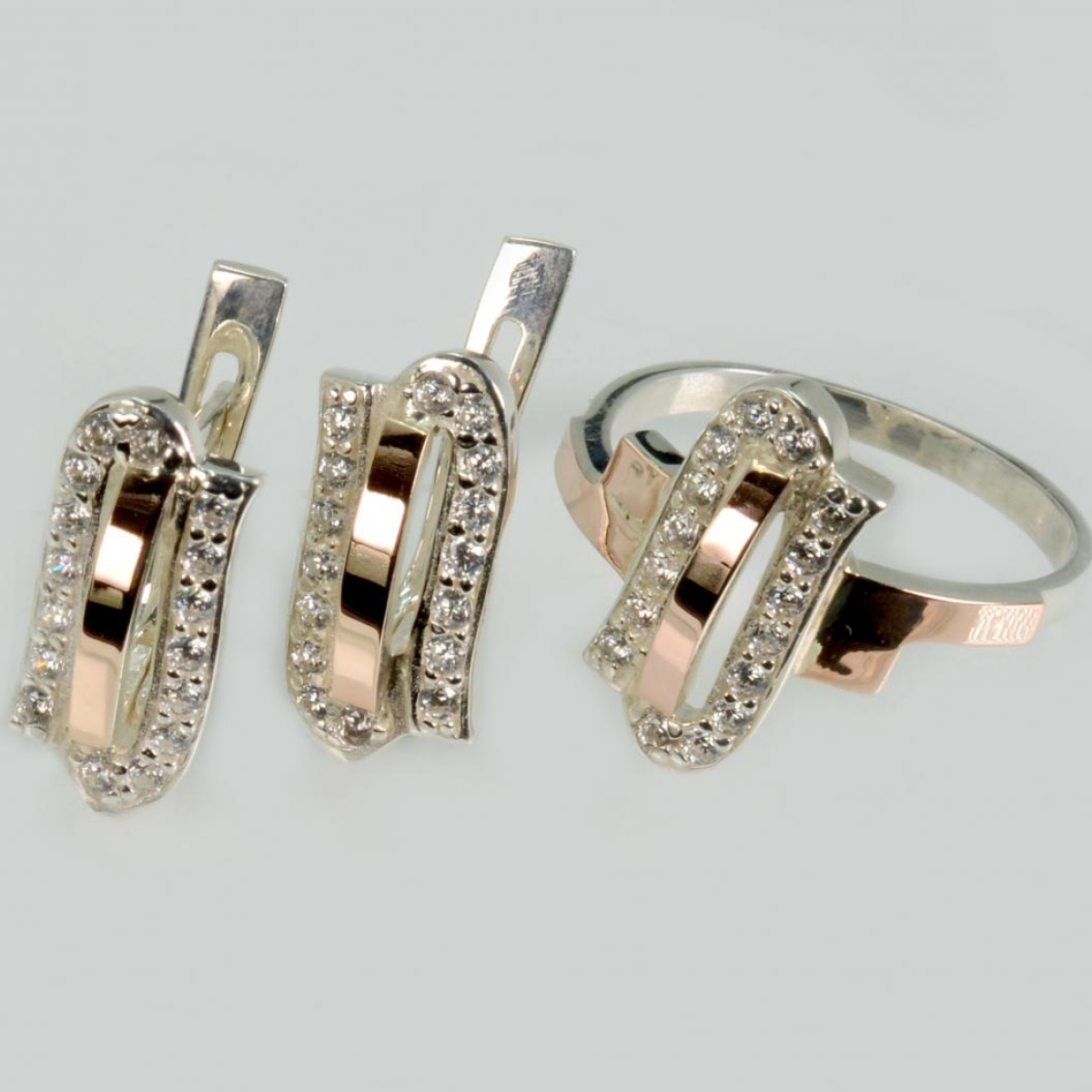 Серебряный набор со вставками из золота (006)