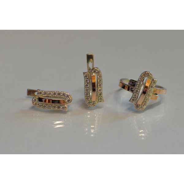 Серебряный набор со вставками из золота (006)